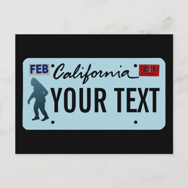 Postal Placa de licencia Sasquatch de California (Anverso)