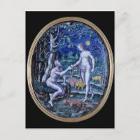 Placa de Limoges que representa a Adán y Eva, c.15