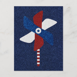 Postal Placa de papel Purpurina PinWheel Julio 4