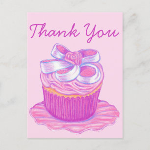 Postal Placa de pastel rosa Gracias Postcard