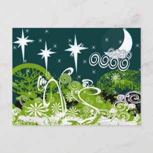 Postal Placa de pintura de árbol de estrellas de la luna