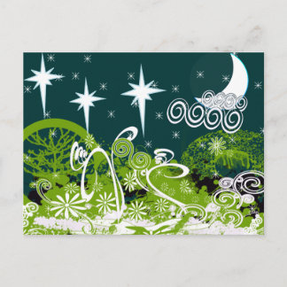 Postal Placa de pintura de árbol de estrellas de la luna