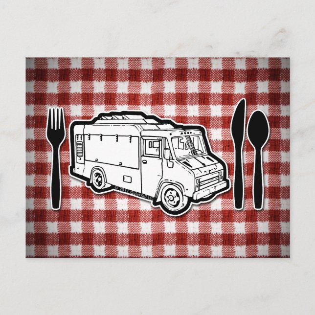 Postal Placa y utensilios del camión de la comida (Anverso)