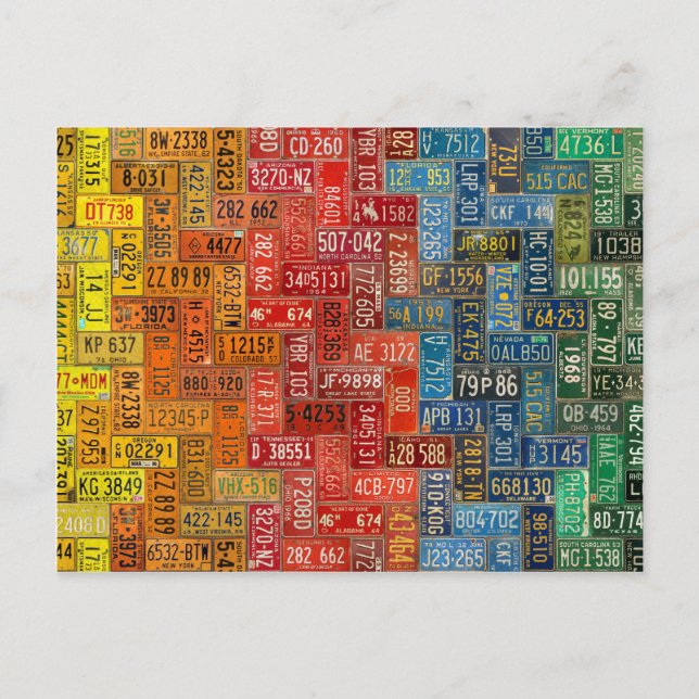 Postal Placas Coloridas de los 50 Estados (Anverso)