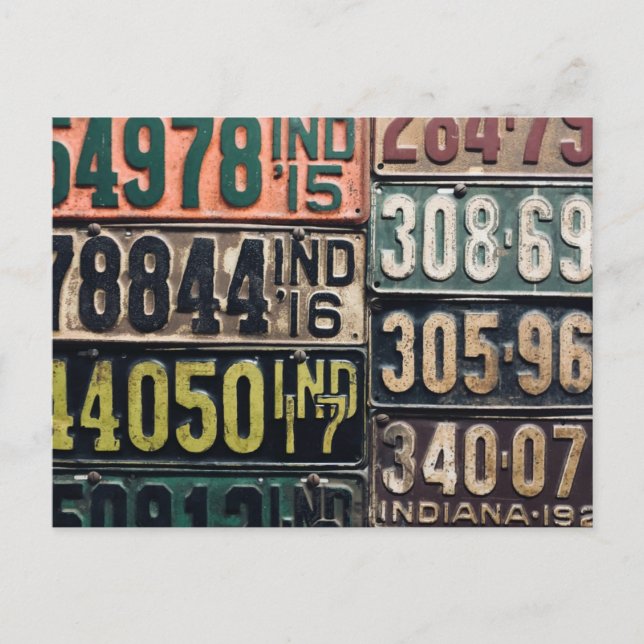 Postal Placas de licencia de época (Anverso)