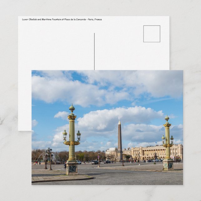 Postal Place de la Concorde y obelisk - París, Francia (Anverso / Reverso)