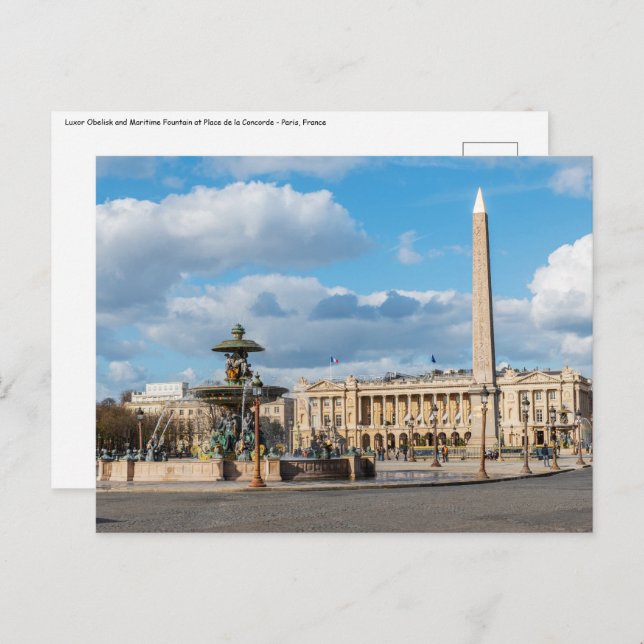 Postal Place de la Concorde y obelisk - París, Francia (Anverso / Reverso)