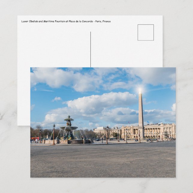 Postal Place de la Concorde y obelisk - París, Francia (Anverso / Reverso)