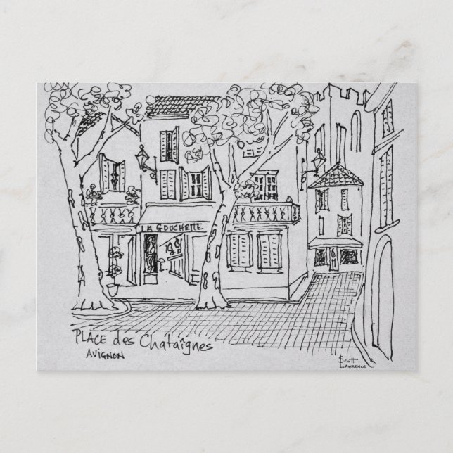 Postal Place des Chataignes | Aviñón, Francia (Anverso)