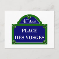 Place des Vosges, Rótulo de la Calle de París