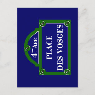 Postal Place des Vosges, Rótulo de la Calle de París