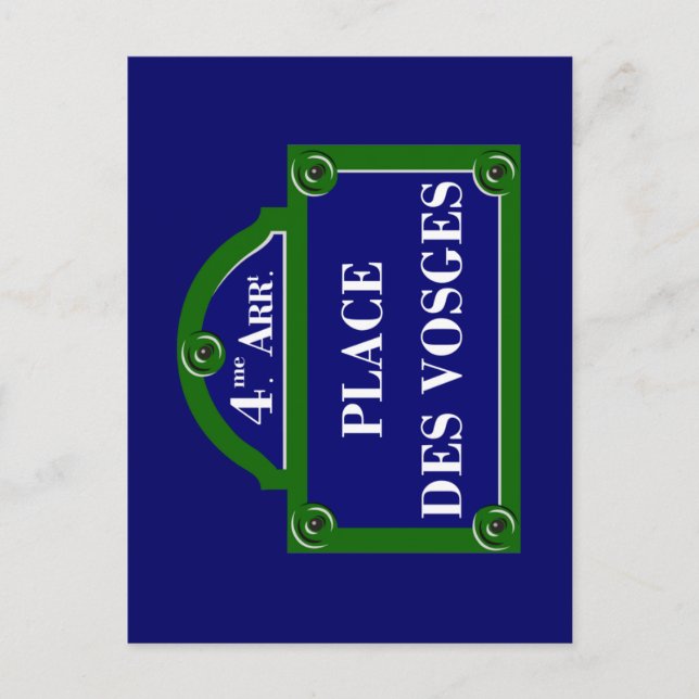 Postal Place des Vosges, Rótulo de la Calle de París (Anverso)