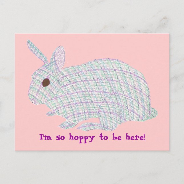 Postal Plaid Bunny, tengo tantas esperanzas de estar aquí (Anverso)