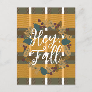 Postal Plaid Wreath Greenery Hey Fall