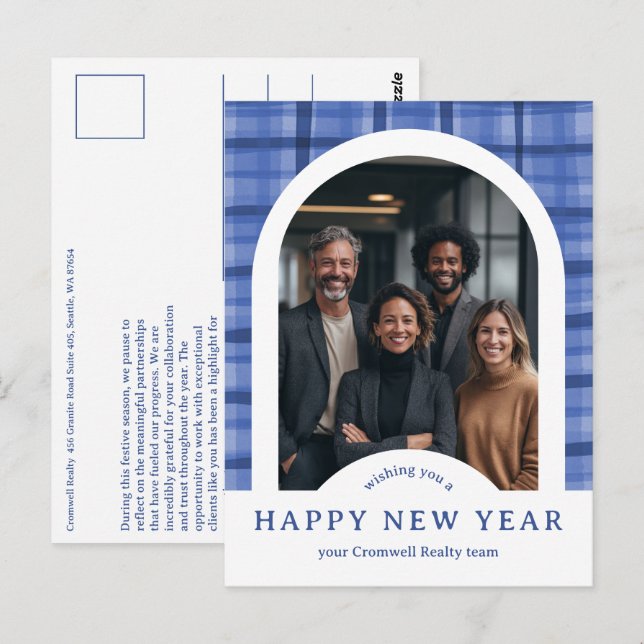 Postal Plaids Navideños Empresariales Personalizados con  (Anverso / Reverso)