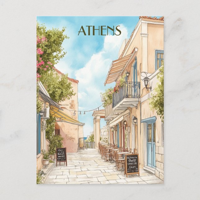 Postal Plaka, Atenas Grecia Viajes (Anverso)