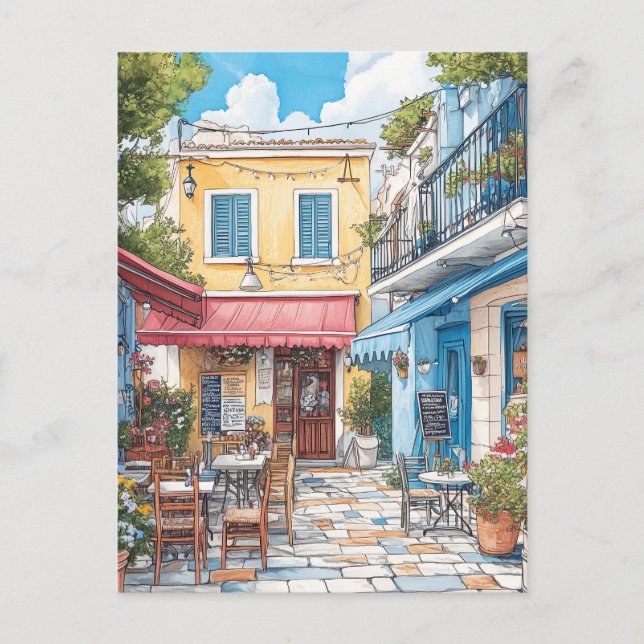 Postal Plaka, Atenas Grecia Viajes (Anverso)
