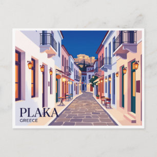 Postal Plaka de Noche Atenas Grecia