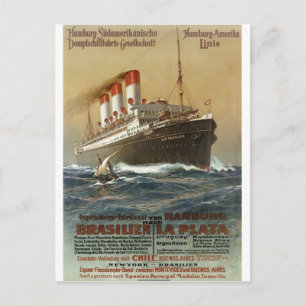 Postal Plakat der Hamburg 1899 - línea de cruceros
