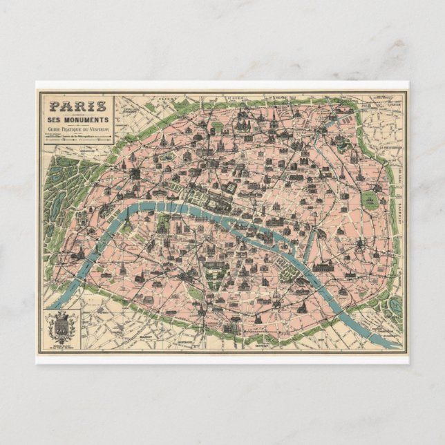 Postal Plan ancien Paris et ses monumentos (Anverso)