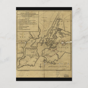Postal Plan de ataque a Long Island 27 de agosto de 1776