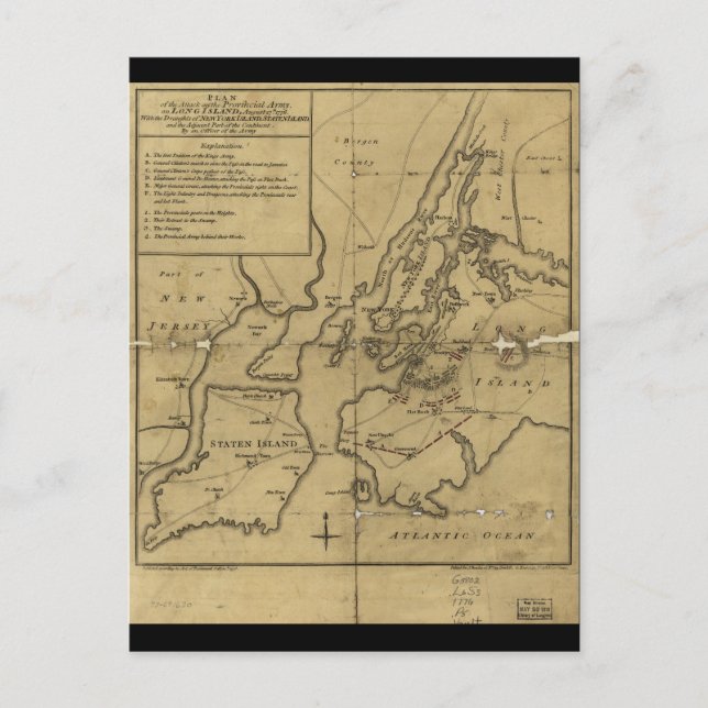 Postal Plan de ataque a Long Island 27 de agosto de 1776 (Anverso)