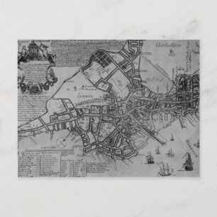 Postal Plan de Boston, Nueva Inglaterra, 1739