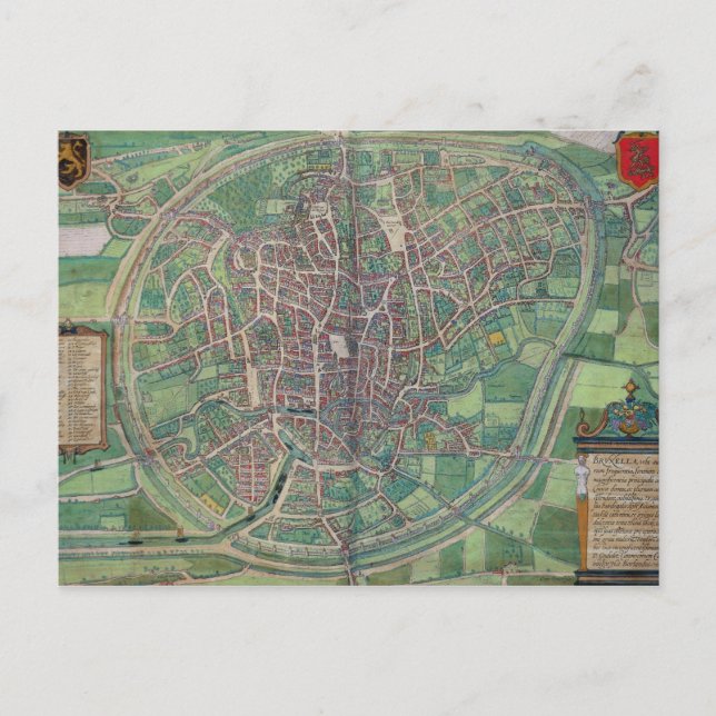 Postal Plan de Bruselas, de 'Civitates Orbis Terra' (Anverso)