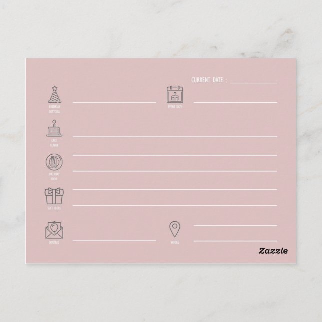 Postal Plan de Cumpleaños : Postcard (Reverso)