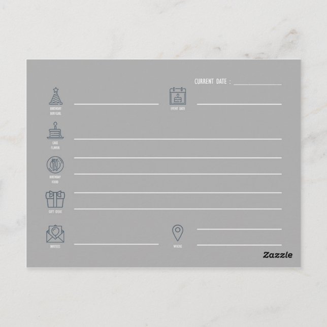 Postal Plan de Cumpleaños : Postcard (Reverso)