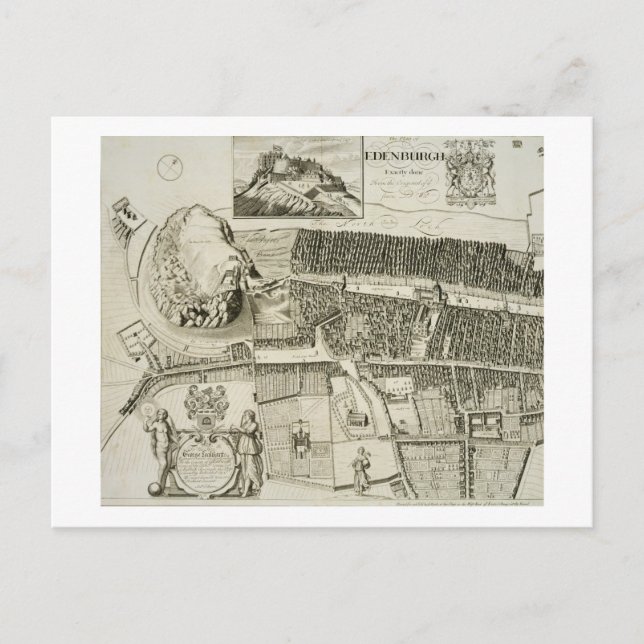 Postal Plan de Edimburgo, pub. por John Smith (c.1652-174 (Anverso)