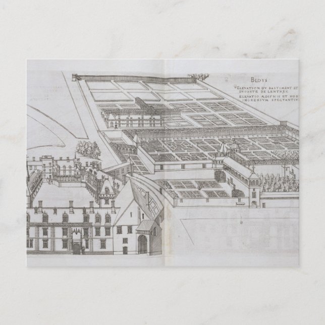 Postal Plan de jardines cerrados y Chateau de Gaillo (Anverso)