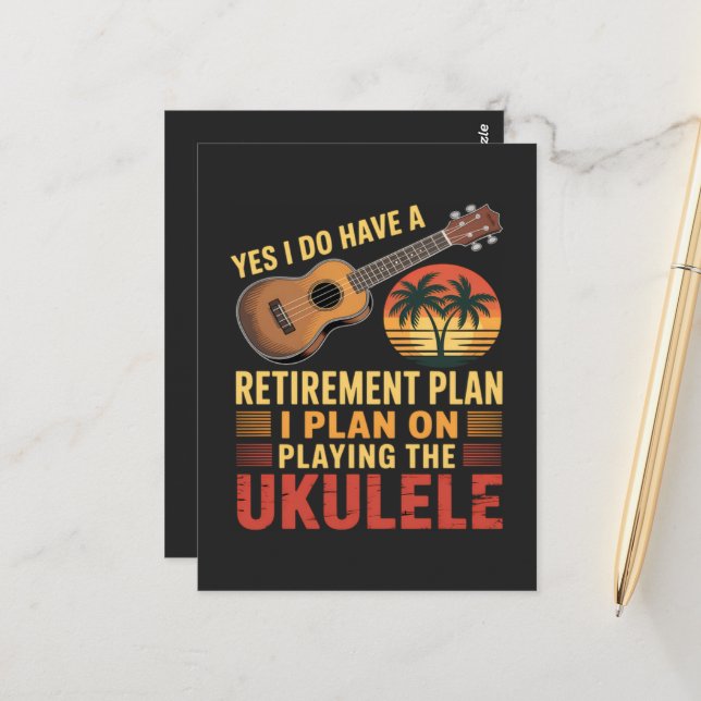 Postal Plan de jubilación de ukulele divertido (Anverso/Reverso In Situ)