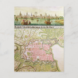 Postal Plan de la ciudad de La Rochelle, 1736