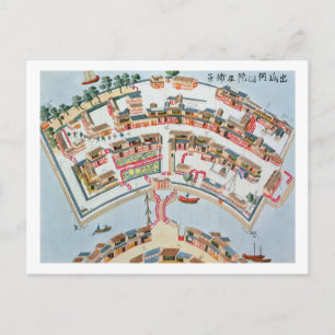 Postal Plan de la fábrica holandesa en la isla de Desima