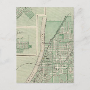 Postal Plan de La Fayette con ciudad de tierra de batalla