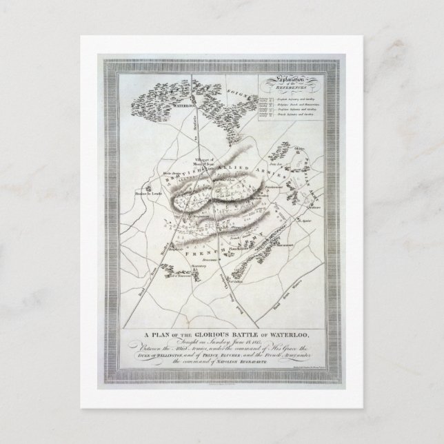 Postal Plan de la Gloriosa Batalla de Waterloo (engravi (Anverso)