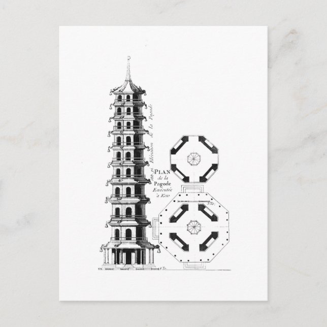 Postal Plan de la Pagoda en Kew, de 'Jardins Anglo-Chi. (Anverso)