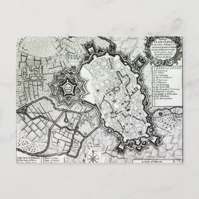 Postal Plan de Lisle, 1736 (Anverso)