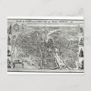 Postal Plan de Ojos de Pájaro de París, 1615