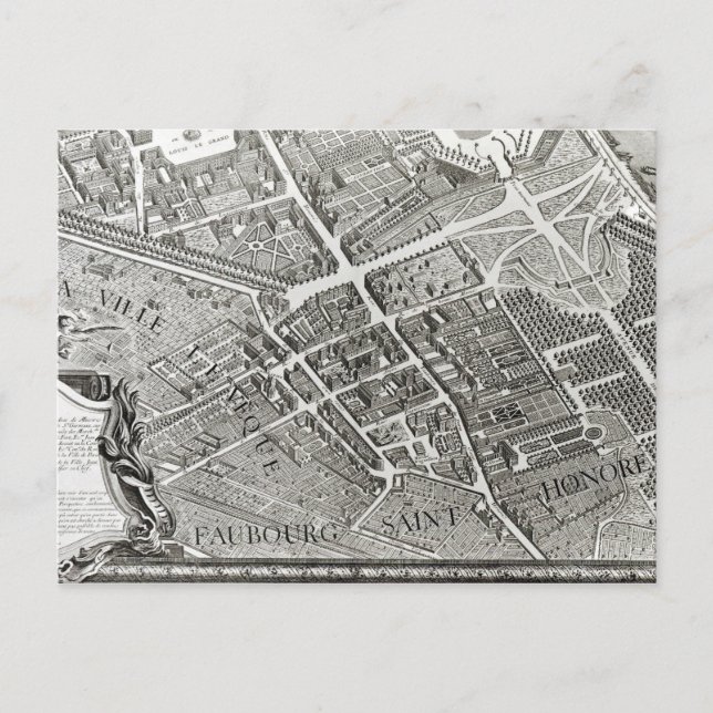 Postal Plan de París, conocido como el "Plan de Turgot" (Anverso)