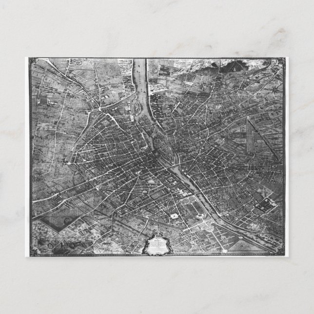 Postal Plan de París, conocido como el "Plan de Turgot" (Anverso)