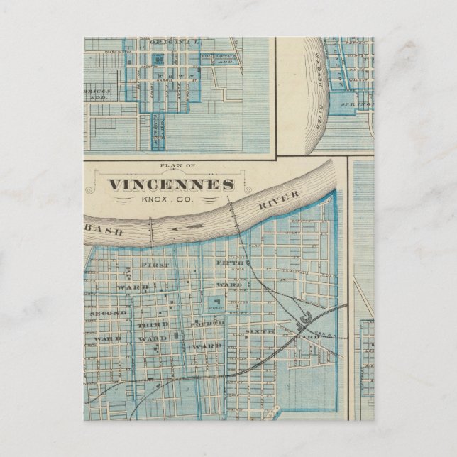 Postal Plan de Vincennes, Knox Co con Sullivan (Anverso)