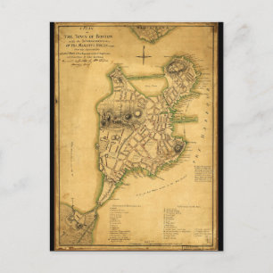 Postal Plan del Mapa de la Ciudad de Boston (1775)