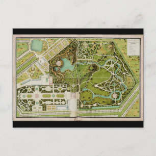 Postal Plan du jardin et chateau de la Reine