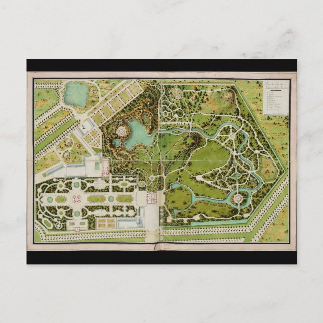 Postal Plan du jardin et chateau de la Reine (Anverso)