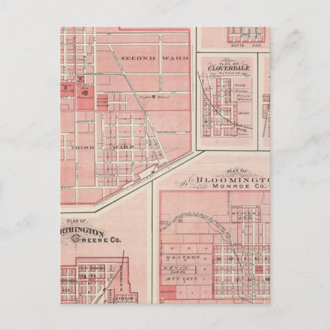 Postal Plan Green Castle, Putnam Co con Bloomington (Anverso)