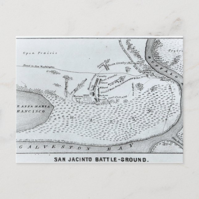 Postal Plan terrestre de la batalla de San Jacinto (Anverso)