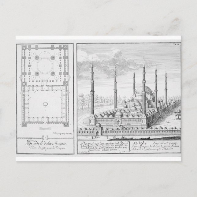 Postal Plan y vistas de la Mezquita Azul (1609-16), const (Anverso)