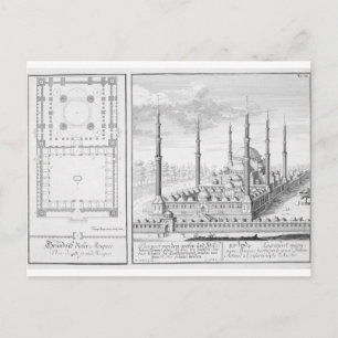 Postal Plan y vistas de la Mezquita Azul (1609-16), const